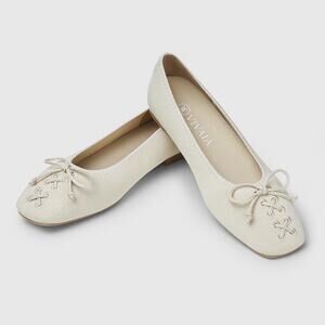 Vivaia Elvira Old Money Washable Breathable Square Flat Cream Ivory Loafers 9.5